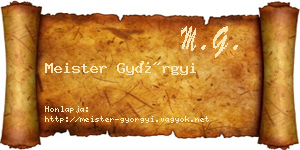 Meister Györgyi névjegykártya